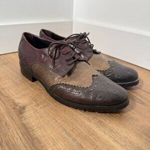 Vintage Arnold Churgin Leather Lace Up Wingtip Oxford Shoes Brown Academia 39